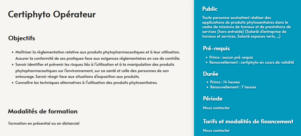 certiphyto opérateur - centre de formation Toulouse Auzeville