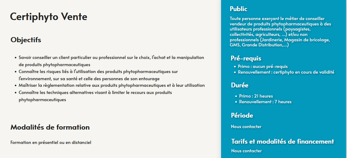 certiphyto vente - centre de formation Toulouse Auzeville