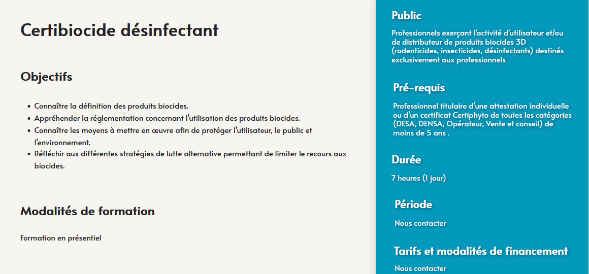 formation certibiocide désinfectant - centre de formation toulouse auzeville