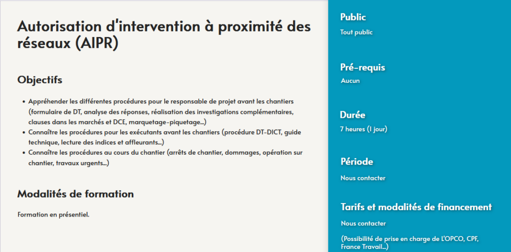 formation autorisation intervention à proximité des reseaux AIPR - centre de formation toulouse auzeville