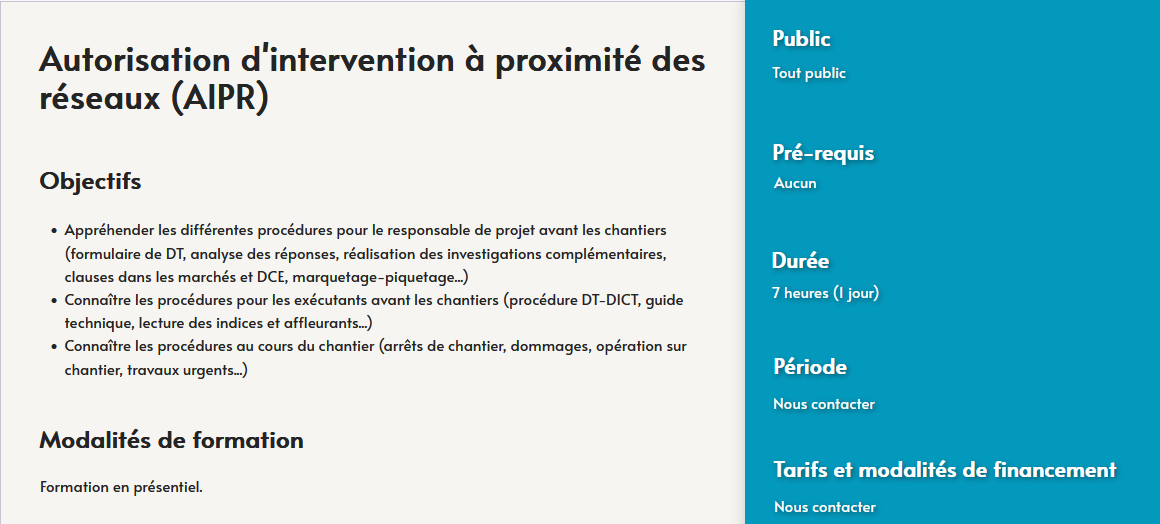 formation autorisation intervention à proximité des reseaux AIPR - centre de formation toulouse auzeville