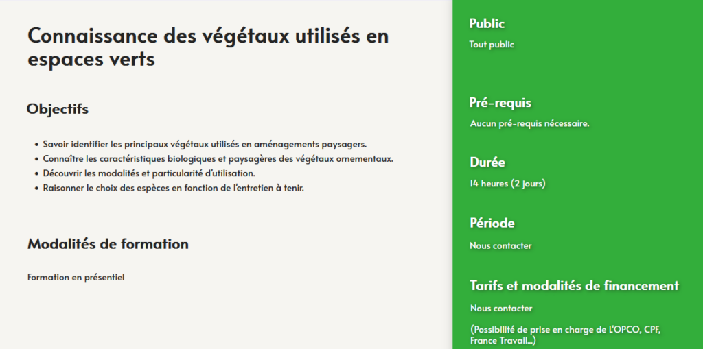 formation connaissance des végétaux utilisés en espaces verts- centre de formation Toulouse Auzeville