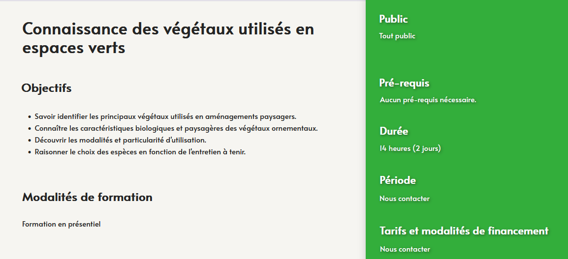 formation connaissance des végétaux utilisés en espaces verts- centre de formation Toulouse Auzeville