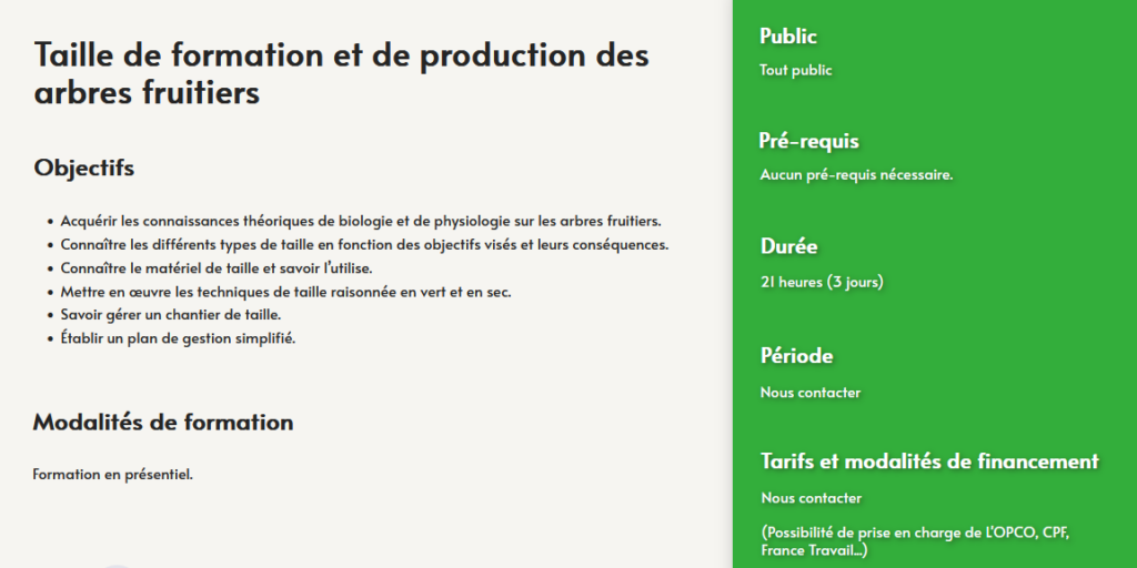 formation taille de formation et production des arbres fruitiers- centre de formation Toulouse Auzeville