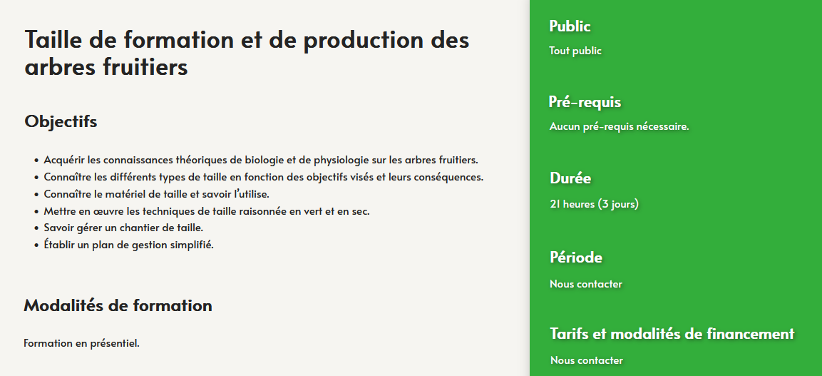 formation taille de formation et production des arbres fruitiers- centre de formation Toulouse Auzeville