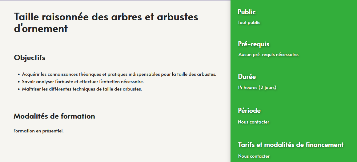 formation taille arbres et arbustes d ornement espaces verts- centre de formation Toulouse Auzeville