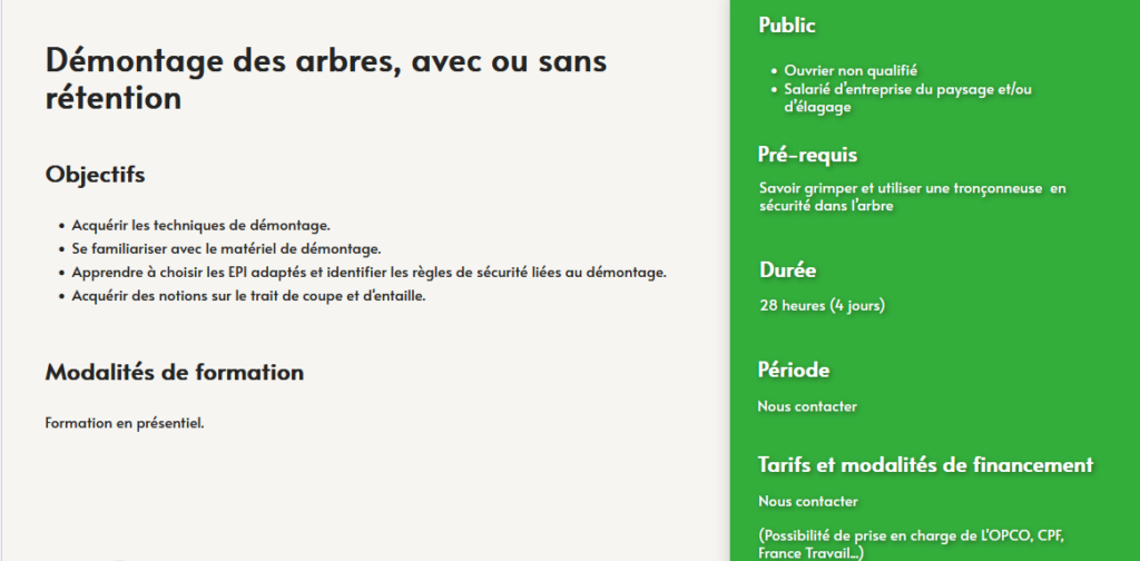 formation démontage des arbres  - centre de formation Toulouse Auzeville