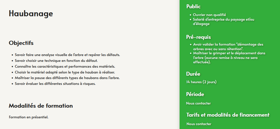 formation haubanage- arbres  - centre de formation Toulouse Auzeville