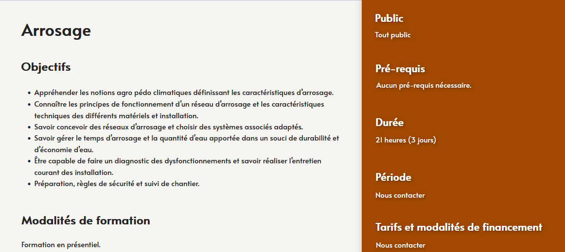 formation arrosage espaces verts paysage centre de formation Toulouse Auzeville
