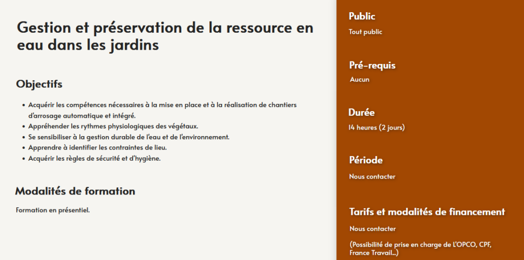 formation gestion préservation ressources en eau arrosage espaces verts paysage centre de formation Toulouse Auzeville