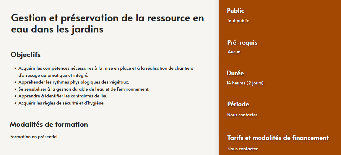 formation gestion préservation ressources en eau arrosage espaces verts paysage centre de formation Toulouse Auzeville