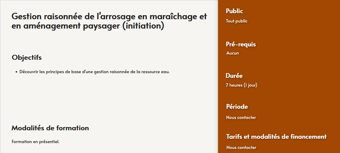 formation gestion arrosage maraichage espaces verts paysage centre de formation Toulouse Auzeville