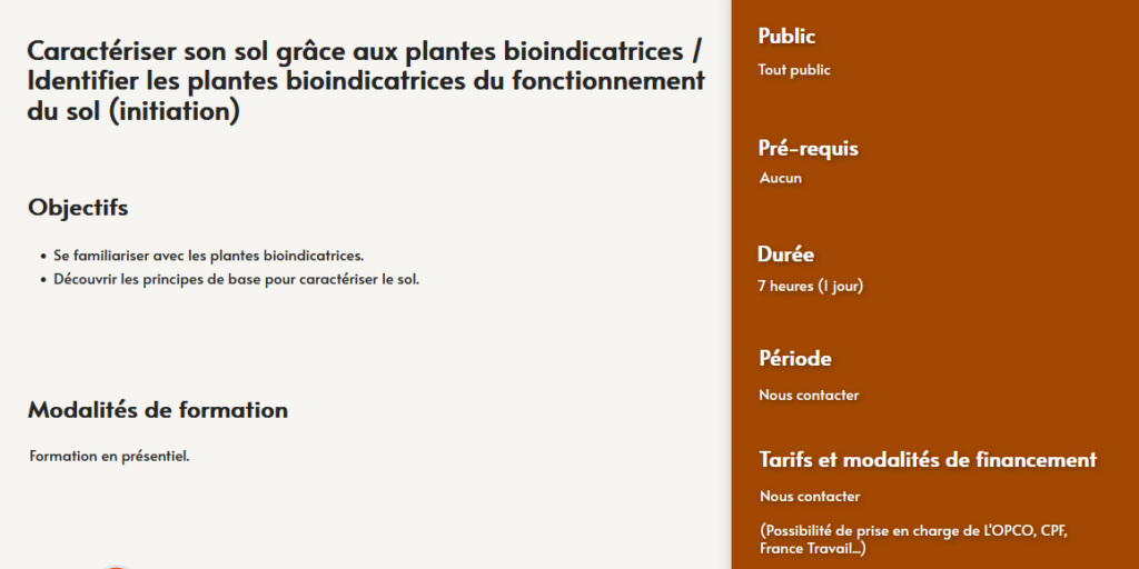 formation caractériser son sol - plantes bio-indicatrices- centre de formation Toulouse Auzeville