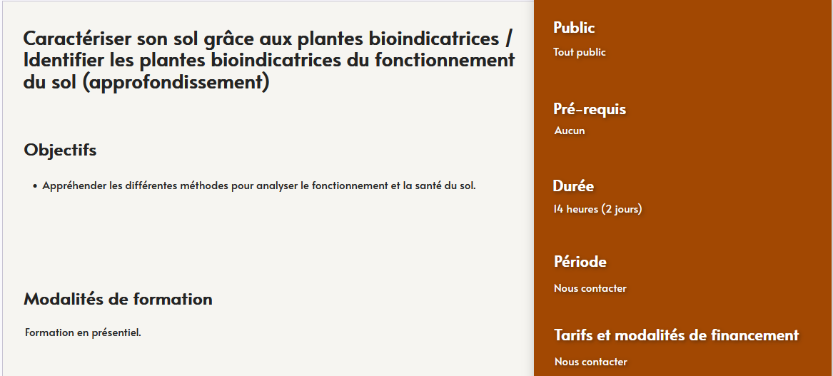 formation caractériser son sol - plantes bio-indicatrices- centre de formation Toulouse Auzeville
