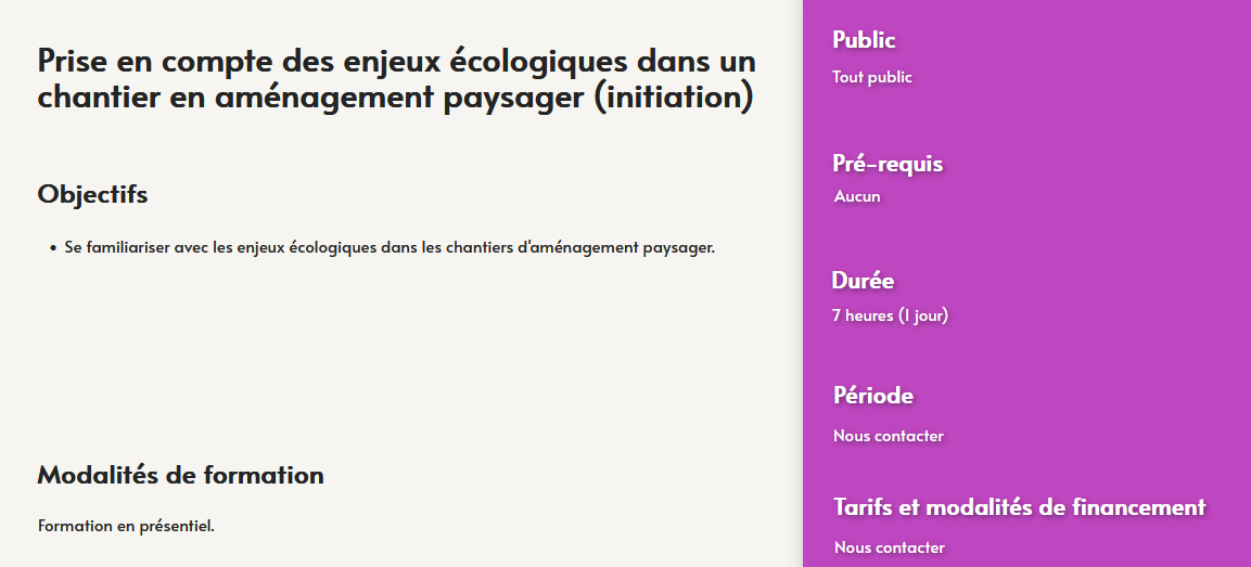 formation enjeux écologiques aménagement paysager