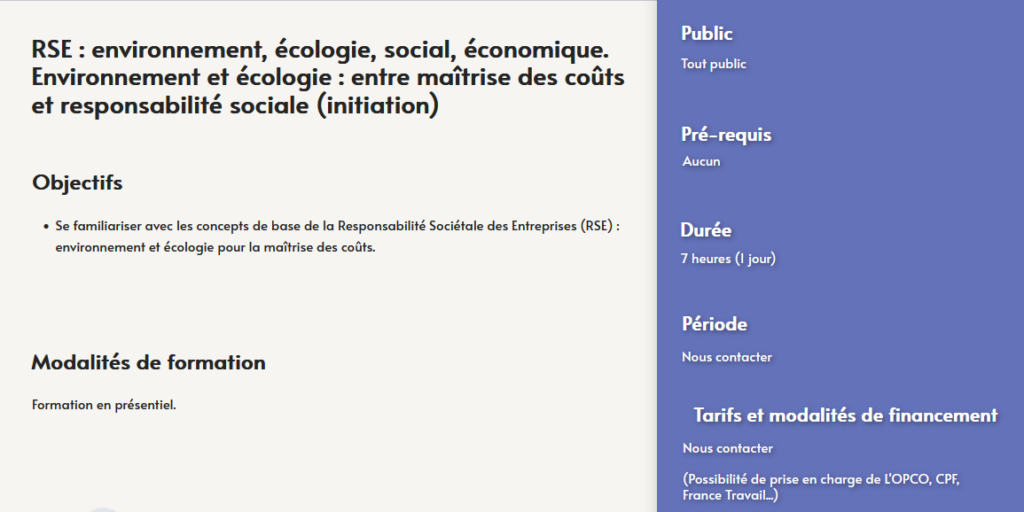 Formation RSE - environnement - ecologie