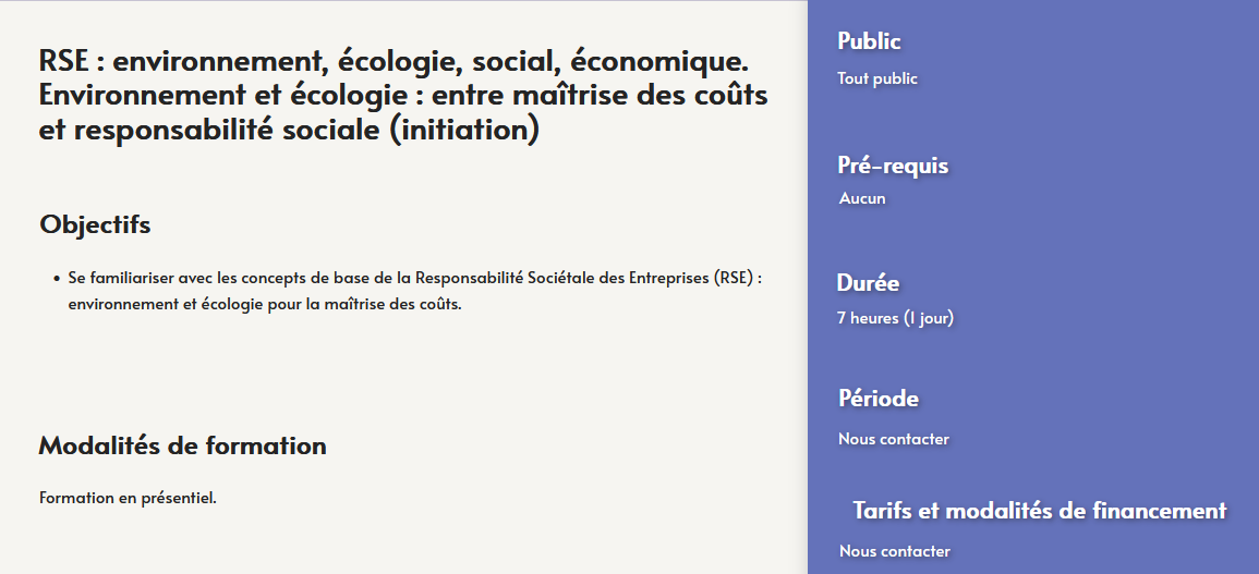 Formation RSE - environnement - ecologie