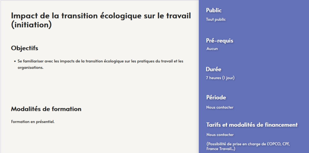 formation impact transition ecologique