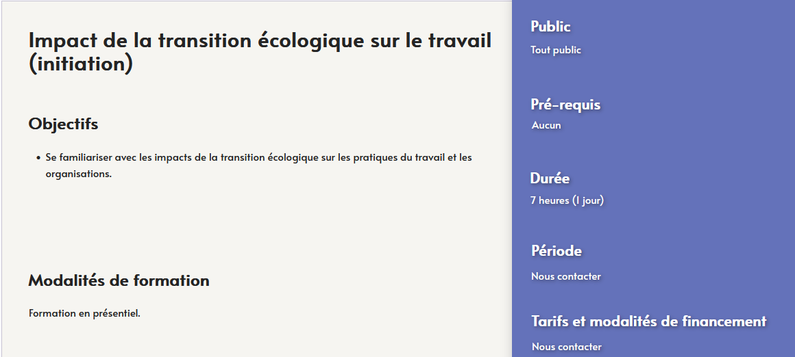 formation impact transition ecologique