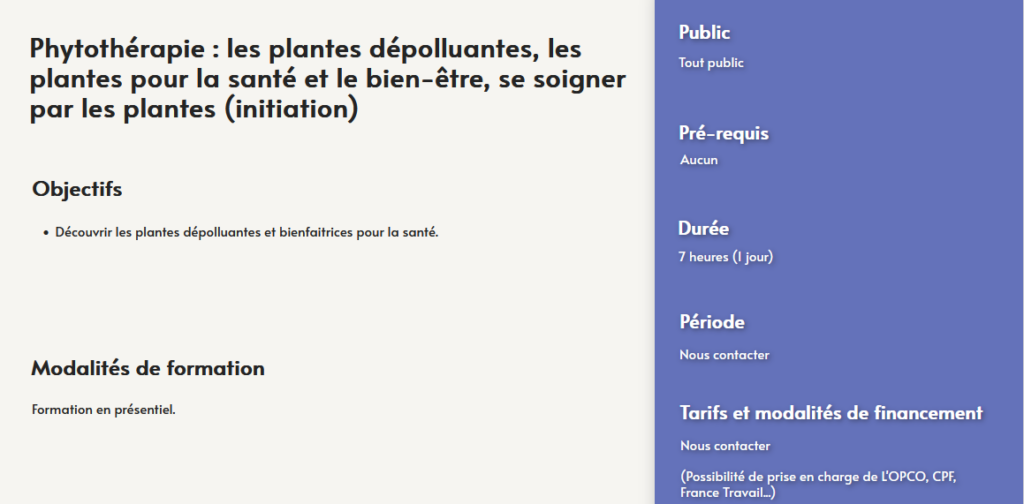 formation phytothérapie - plantes depolluantes- se soigner par les plantes