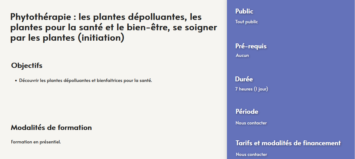 formation phytothérapie - plantes depolluantes- se soigner par les plantes