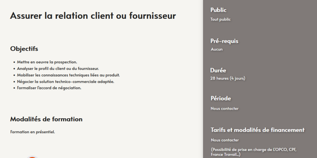 formation assurer la relation client au fournisseur